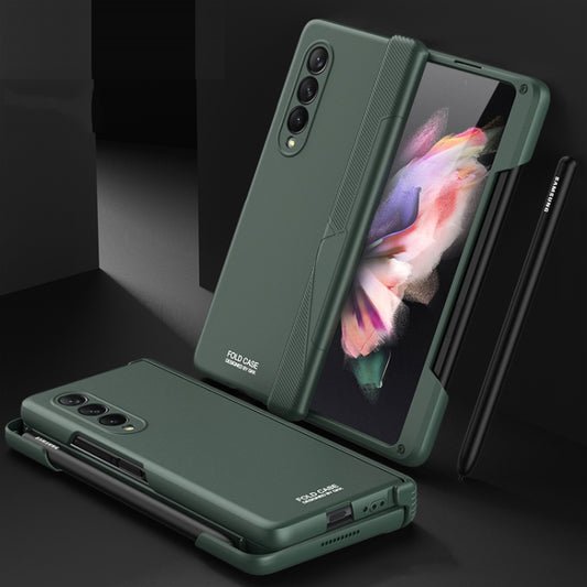 For Samsung Galaxy Z Fold3 5G GKK Magnetic Hinged Phone Flip Case with Side Pen Slot(Dark Green) - Galaxy Phone Cases by GKK | Online Shopping UK | buy2fix