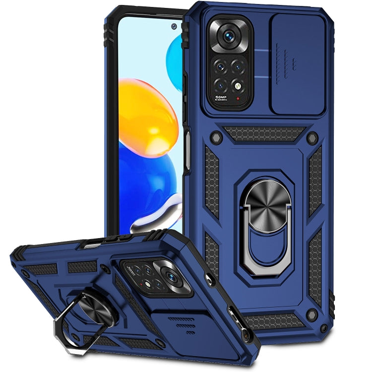 For Xiaomi Redmi Note 11 Global Sliding Camshield Holder Phone Case(Blue) - Xiaomi Accessories by buy2fix | Online Shopping UK | buy2fix