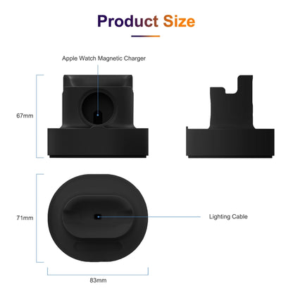 A001 3 In 1 Silicone Charging Holder for iPhone / iWatch / AirPods(Black) - Apple Accessories by buy2fix | Online Shopping UK | buy2fix