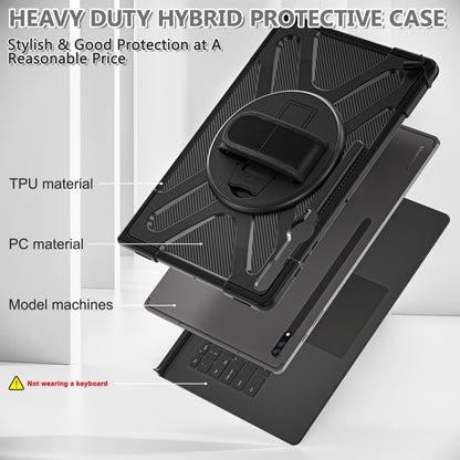 For Samsung Galaxy S8 Ultra / X900 Rotary Grab TPU + PC Tablet Case(Black) - Galaxy Tab S8 Ultra Cases by buy2fix | Online Shopping UK | buy2fix