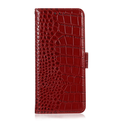 For Samsung Galaxy S21 FE 5G Crocodile Top Layer Cowhide Leather Phone Case(Red) - Galaxy Phone Cases by buy2fix | Online Shopping UK | buy2fix