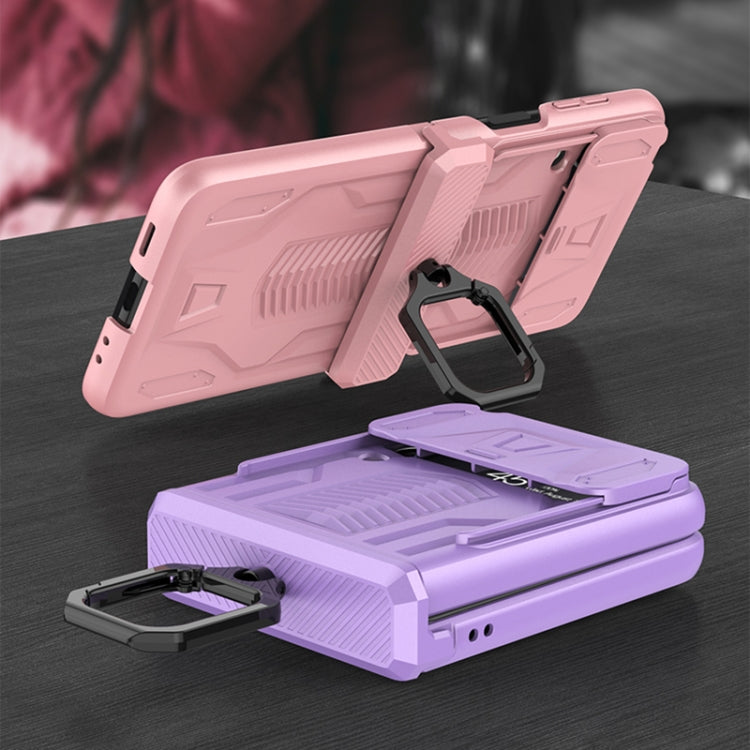 For Samsung Galaxy Z Flip3 5G GKK Sliding Camshield Magnetic Armor Flip Phone Case with Ring Holder(Purple) - Galaxy Phone Cases by GKK | Online Shopping UK | buy2fix