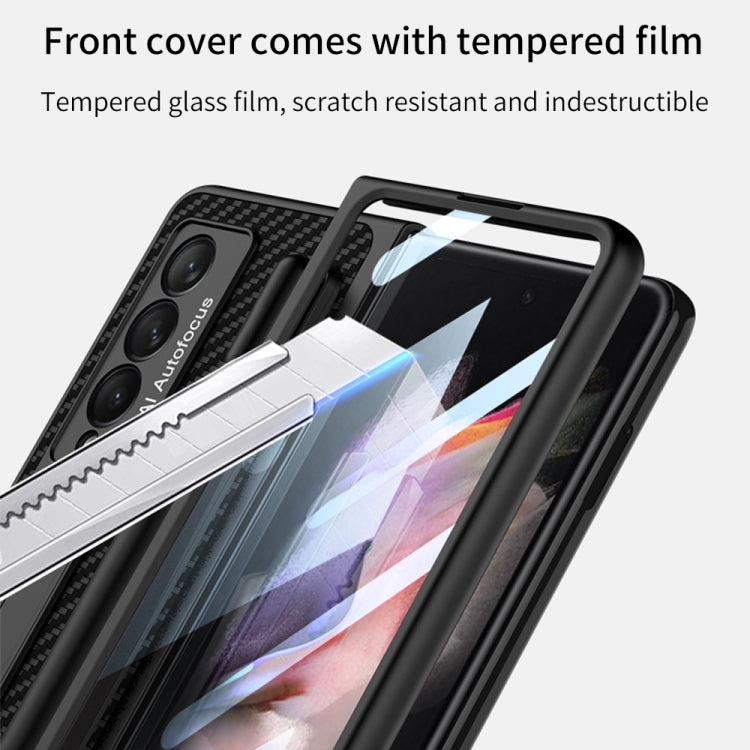 For Samsung Galaxy Z Fold3 5G GKK Ultra-thin Shockproof Leather Protective Case with Holder & Pen Slots(Black) - Galaxy Phone Cases by GKK | Online Shopping UK | buy2fix