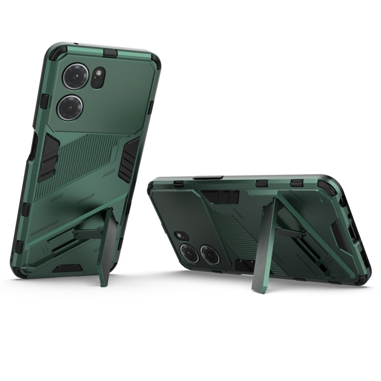 For OPPO K10 5G China Punk Armor 2 in 1 PC + TPU Shockproof Phone Case with Invisible Holder(Green) - OPPO Cases by buy2fix | Online Shopping UK | buy2fix