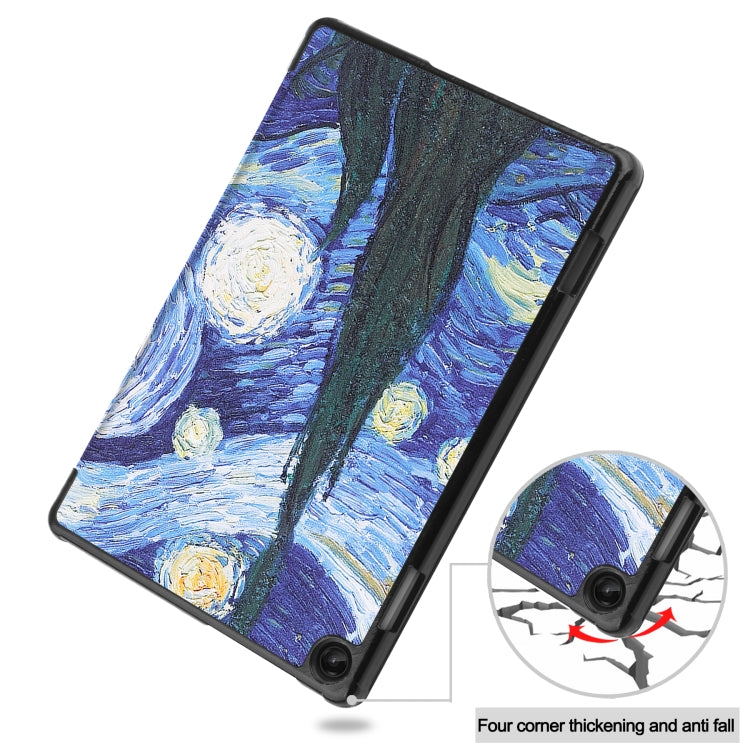 For Lenovo Tab M10 3rd Gen Custer Painted 3-Fold Holder Smart Leather Tablet Case(Starry Sky) - For Lenovo by buy2fix | Online Shopping UK | buy2fix