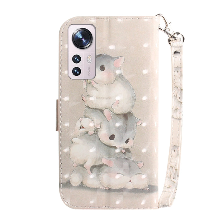 For Xiaomi 12 / 12X 3D Colored Horizontal Flip Leather Phone Case(Squirrels) - 12 Cases by buy2fix | Online Shopping UK | buy2fix