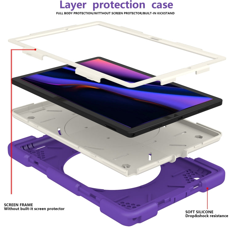 For Samsung Galaxy Tab A8 10.5 2021 Silicone + PC Full Body Protection Tablet Case With Holder & Strap(Dark Purple) - Other Galaxy Tab PC by buy2fix | Online Shopping UK | buy2fix