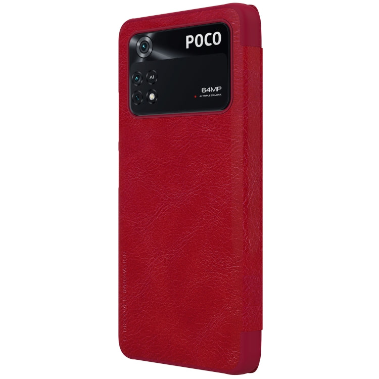 For Xiaomi Poco M4 Pro NILLKIN QIN Series Crazy Horse Texture Leather Phone Case(Red) - Xiaomi Cases by NILLKIN | Online Shopping UK | buy2fix