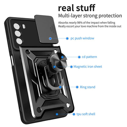 For Motorola Moto G52 Sliding Camera Cover Design TPU+PC Phone Case(Black) - Motorola Cases by buy2fix | Online Shopping UK | buy2fix