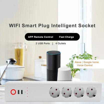 WiFi 10A SM-SO306-E 4 Holes + 2 USB Multi-purpose Smart Power Strip, EU Plug - Consumer Electronics by buy2fix | Online Shopping UK | buy2fix