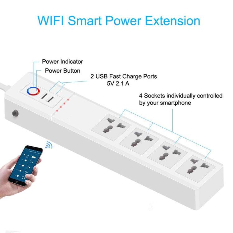 WiFi 10A SM-SO306-M 4 Holes + 2 USB Multi-purpose Smart Power Strip(UK Plug) - Consumer Electronics by buy2fix | Online Shopping UK | buy2fix