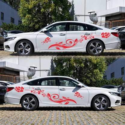 2 PCS/Set D-251 Butterfly Love Flowers Pattern Car Modified Decorative Sticker(Red) - In Car by buy2fix | Online Shopping UK | buy2fix