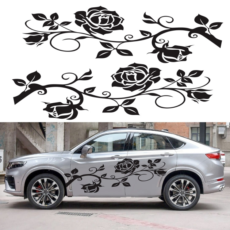 2 PCS/Set D-545 Rose Pattern Car Modified Decorative Sticker(Blue) - In Car by buy2fix | Online Shopping UK | buy2fix