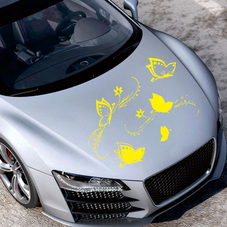 D-907 Butterflies Pattern Car Modified Decorative Sticker(Yellow) - In Car by buy2fix | Online Shopping UK | buy2fix