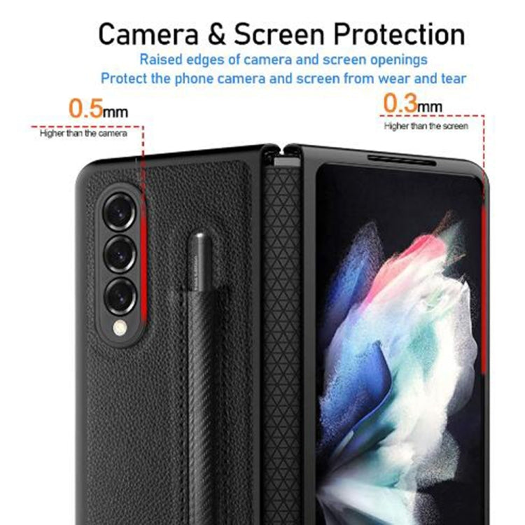 For Samsung Galaxy Z Fold4 Litchi Texture Hinge Protection Folding Phone Case(Black) - Samsung Accessories by buy2fix | Online Shopping UK | buy2fix