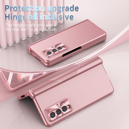 For Samsung Galaxy Z Fold3 5G Electroplating Hinged Folding Phone Case with S Pen Fold Edition(Pink) - Galaxy Phone Cases by buy2fix | Online Shopping UK | buy2fix