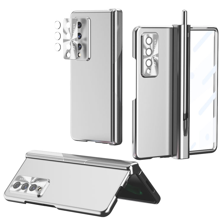 For Samsung Galaxy Z Fold3 5G Electroplating Hinged Folding Phone Case with S Pen Fold Edition(Silver) - Galaxy Phone Cases by buy2fix | Online Shopping UK | buy2fix