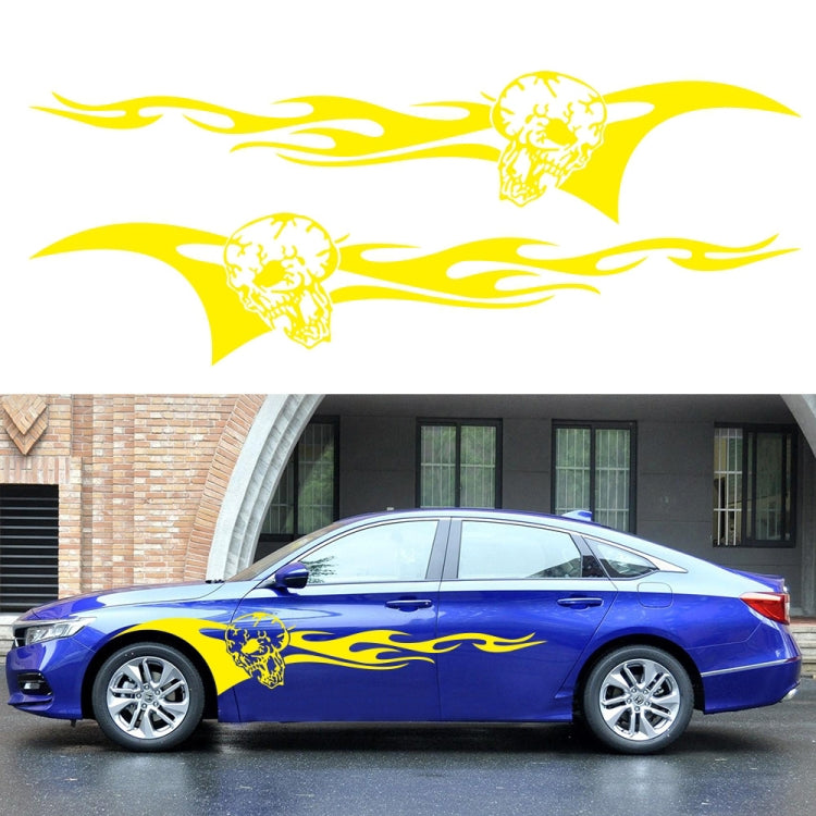 2 PCS/Set D-964 Skull Flame Pattern Car Modified Decorative Sticker(Yellow) - In Car by buy2fix | Online Shopping UK | buy2fix