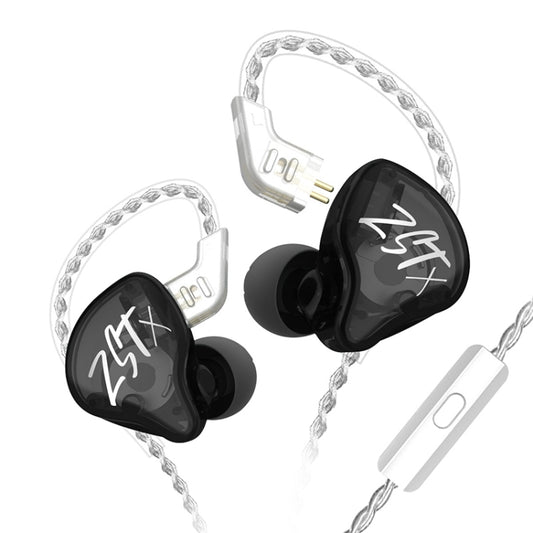 KZ-ZST X 1.25m Ring Iron Hybrid Driver In-Ear Noise Cancelling Earphone, Style:With Microphone(Black) - In Ear Wired Earphone by KZ | Online Shopping UK | buy2fix