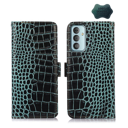 For Samsung Galaxy M13 4G Global Crocodile Top Layer Cowhide Leather Phone Case(Green) - Galaxy Phone Cases by buy2fix | Online Shopping UK | buy2fix