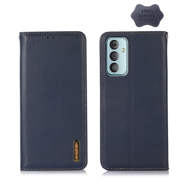 For Samsung Galaxy M13 4G Global KHAZNEH Nappa Top Layer Cowhide Leather Phone Case(Blue) - Galaxy Phone Cases by buy2fix | Online Shopping UK | buy2fix