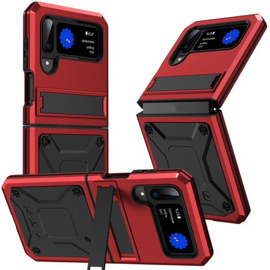 For Samsung Galaxy Z Flip3 5G Metal Shock-proof Phone Case With Holder(Red) - Galaxy Phone Cases by buy2fix | Online Shopping UK | buy2fix