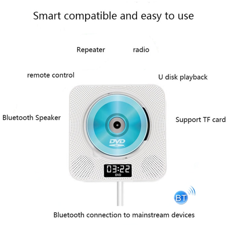 Kecag KC-608 Wall Mounted HD DVD Player Bluetooth CD Player(Blue) - DVD & LCD Player by Kecag | Online Shopping UK | buy2fix