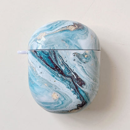 For Xiaomi Redmi Buds 4 Marble Texture PC Glossy Earphone Protective Case(Aqua Blue) - Xiaomi Earphone Case by buy2fix | Online Shopping UK | buy2fix