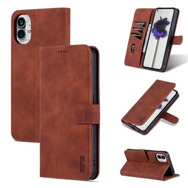 For Nothing Phone 1 AZNS Skin Feel Calf Texture Flip Leather Phone Case (Brown) - More Brand by AZNS | Online Shopping UK | buy2fix