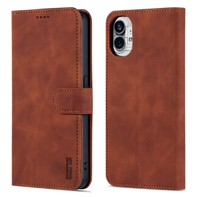 For Nothing Phone 1 AZNS Skin Feel Calf Texture Flip Leather Phone Case (Brown) - More Brand by AZNS | Online Shopping UK | buy2fix