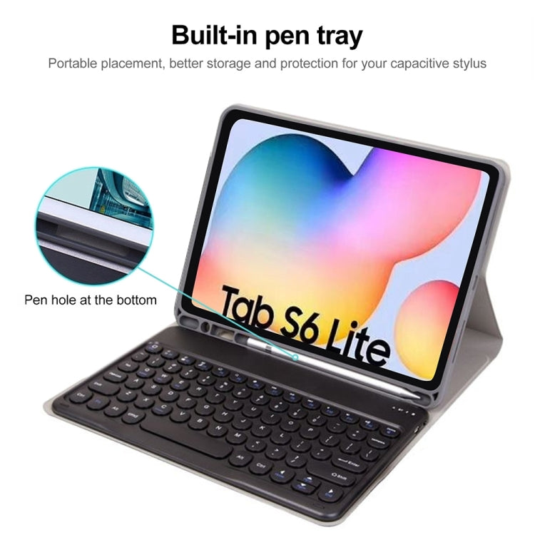 Round Cap Bluetooth Keyboard Leather Case with Pen Slot, without Touchpad For Samsung Galaxy Tab S7(Rose Gold+White Keyboard) - Samsung Keyboard by buy2fix | Online Shopping UK | buy2fix