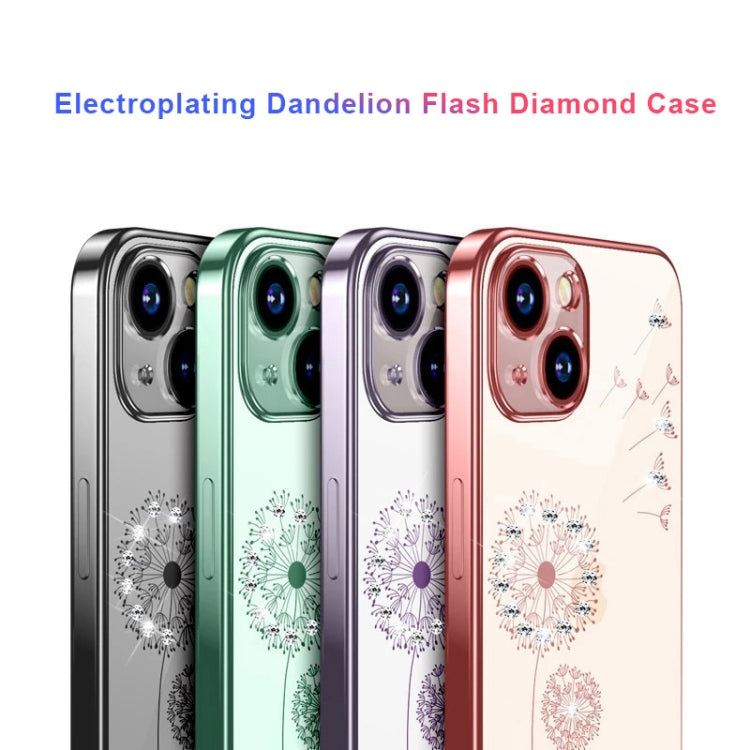 For iPhone 14 Electroplating Diamond Dandelion TPU Phone Case (Purple) - iPhone 14 Cases by buy2fix | Online Shopping UK | buy2fix