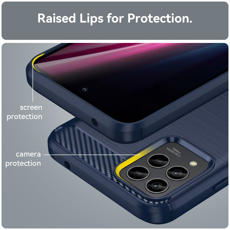 For T-Mobile REVVL 6 Pro 5G Brushed Texture Carbon Fiber TPU Phone Case(Blue) - More Brand by buy2fix | Online Shopping UK | buy2fix