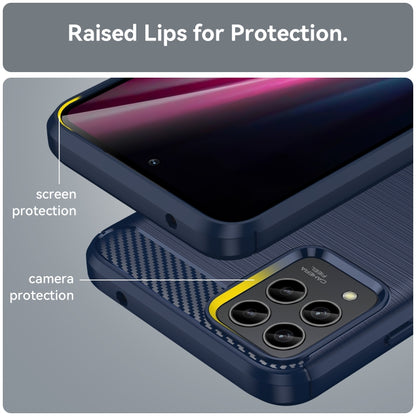 For T-Mobile REVVL 6 Pro 5G Brushed Texture Carbon Fiber TPU Phone Case(Blue) - More Brand by buy2fix | Online Shopping UK | buy2fix