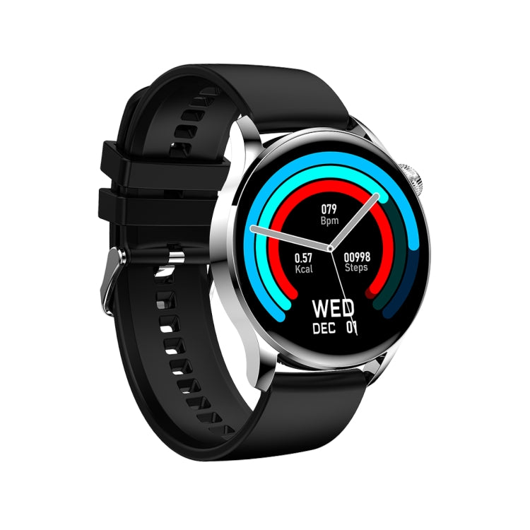 GW69 Smart Watch, Support BT Call / Heart Rate / Blood Pressure / Blood Oxygen(Sliver + Silicone Strap Black) - Smart Wear by buy2fix | Online Shopping UK | buy2fix