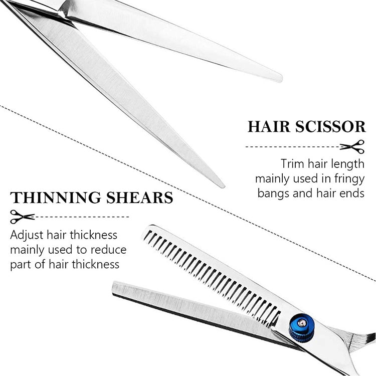 2 PCS Professional Hair Cutting Thinning Scissor Hairdressing Flat Shear Scissors Kit(Blue) - Hair Trimmer by buy2fix | Online Shopping UK | buy2fix