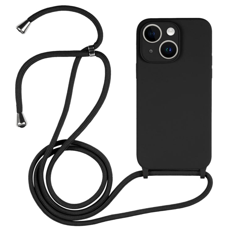 For iPhone 14 Crossbody Lanyard Liquid Silicone Case(Black) - iPhone 14 Cases by buy2fix | Online Shopping UK | buy2fix