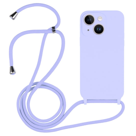 For iPhone 14 Crossbody Lanyard Liquid Silicone Case(Light Purple) - iPhone 14 Cases by buy2fix | Online Shopping UK | buy2fix