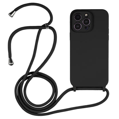 For iPhone 14 Pro Max Crossbody Lanyard Liquid Silicone Case(Black) - iPhone 14 Pro Max Cases by buy2fix | Online Shopping UK | buy2fix