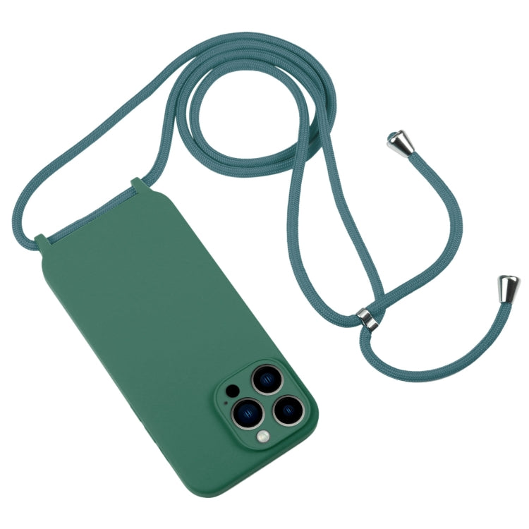 For iPhone 13 Pro Max Crossbody Lanyard Liquid Silicone Case(Emerald Green) - iPhone 13 Pro Max Cases by buy2fix | Online Shopping UK | buy2fix