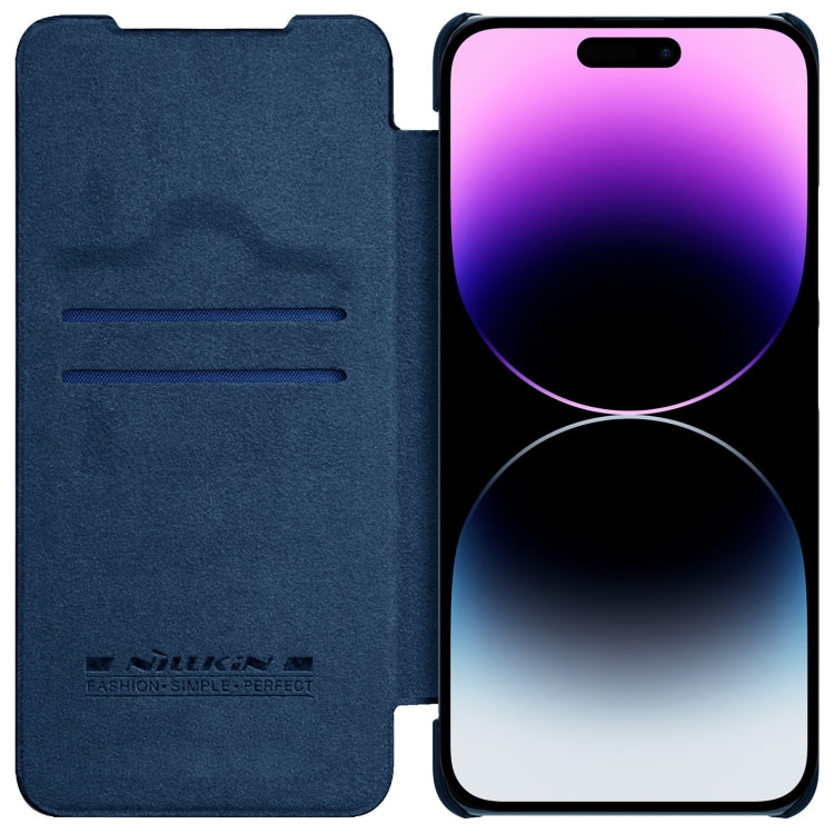 For iPhone 14 Pro NILLKIN QIN Series Pro Crazy Horse Texture Leather Case(Blue) - iPhone 14 Pro Cases by NILLKIN | Online Shopping UK | buy2fix