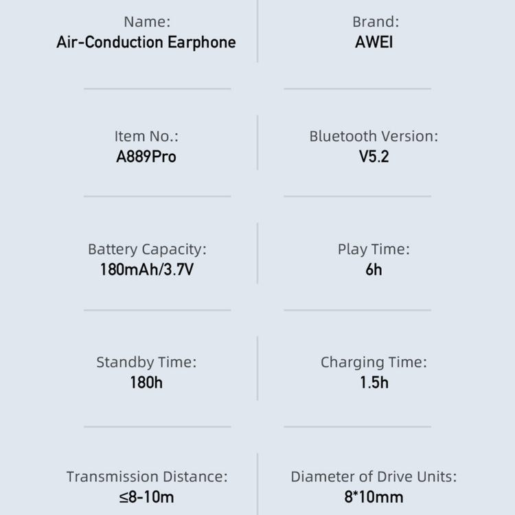 awei A889 Pro Air Conduction Sports Wireless Headset - Sport Earphone by awei | Online Shopping UK | buy2fix