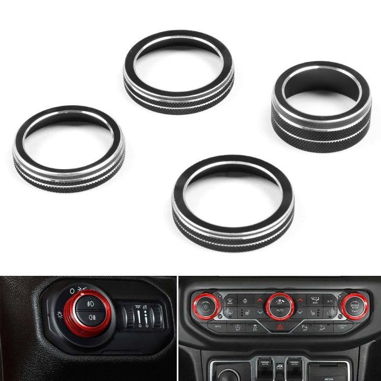 For Jeep Wrangler 2018-2021 4 in 1 Car Air Conditioner Switch Headlight Button Knob Cover Trim(Black) - In Car by buy2fix | Online Shopping UK | buy2fix