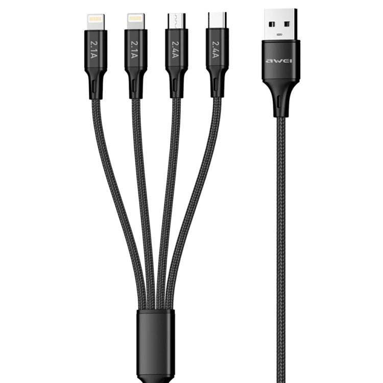 awei CL-129 4 in 1 USB to USB-C / Type-C to 8Pin to Micro USB Multi Charging Cable - Multifunctional Cable by awei | Online Shopping UK | buy2fix