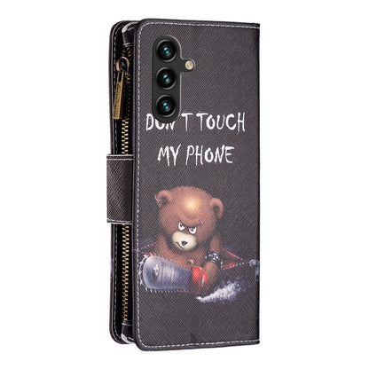 For Samsung Galaxy A14 5G Colored Drawing Pattern Zipper Leather Phone Case(Bear) - Galaxy Phone Cases by buy2fix | Online Shopping UK | buy2fix