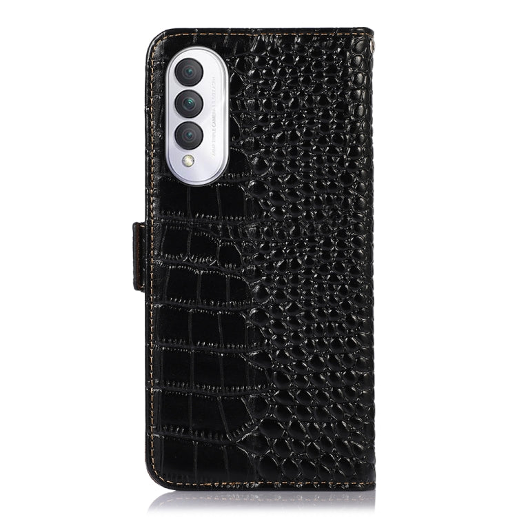 For Honor X20 SE Crocodile Top Layer Cowhide Leather Phone Case(Black) - Honor Cases by buy2fix | Online Shopping UK | buy2fix