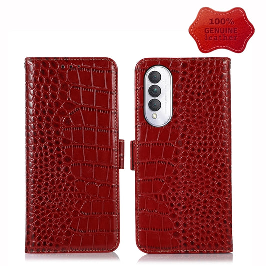 For Honor X20 SE Crocodile Top Layer Cowhide Leather Phone Case(Red) - Honor Cases by buy2fix | Online Shopping UK | buy2fix