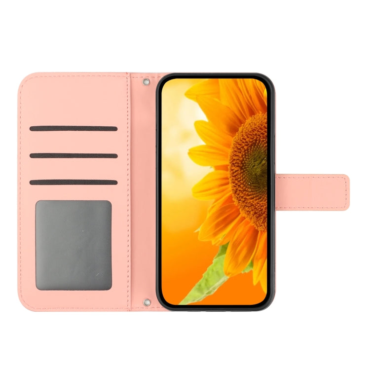 For Motorola Moto G72 5G Skin Feel Sun Flower Pattern Flip Leather Phone Case with Lanyard(Pink) - Motorola Cases by buy2fix | Online Shopping UK | buy2fix