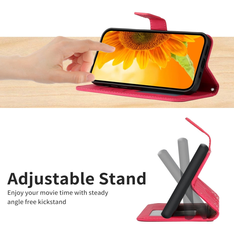 For Motorola Moto G72 5G Skin Feel Sun Flower Pattern Flip Leather Phone Case with Lanyard(Rose Red) - Motorola Cases by buy2fix | Online Shopping UK | buy2fix