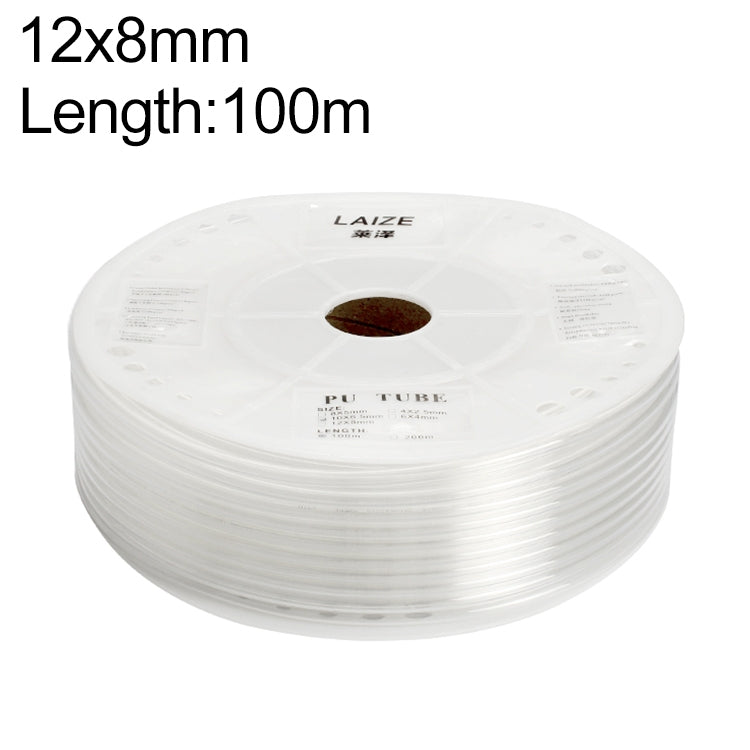 LAIZE Pneumatic Compressor Air Flexible PU Tube, Specification:12x8mm, 100m(Transparent) - PU Air Pipe by LAIZE | Online Shopping UK | buy2fix